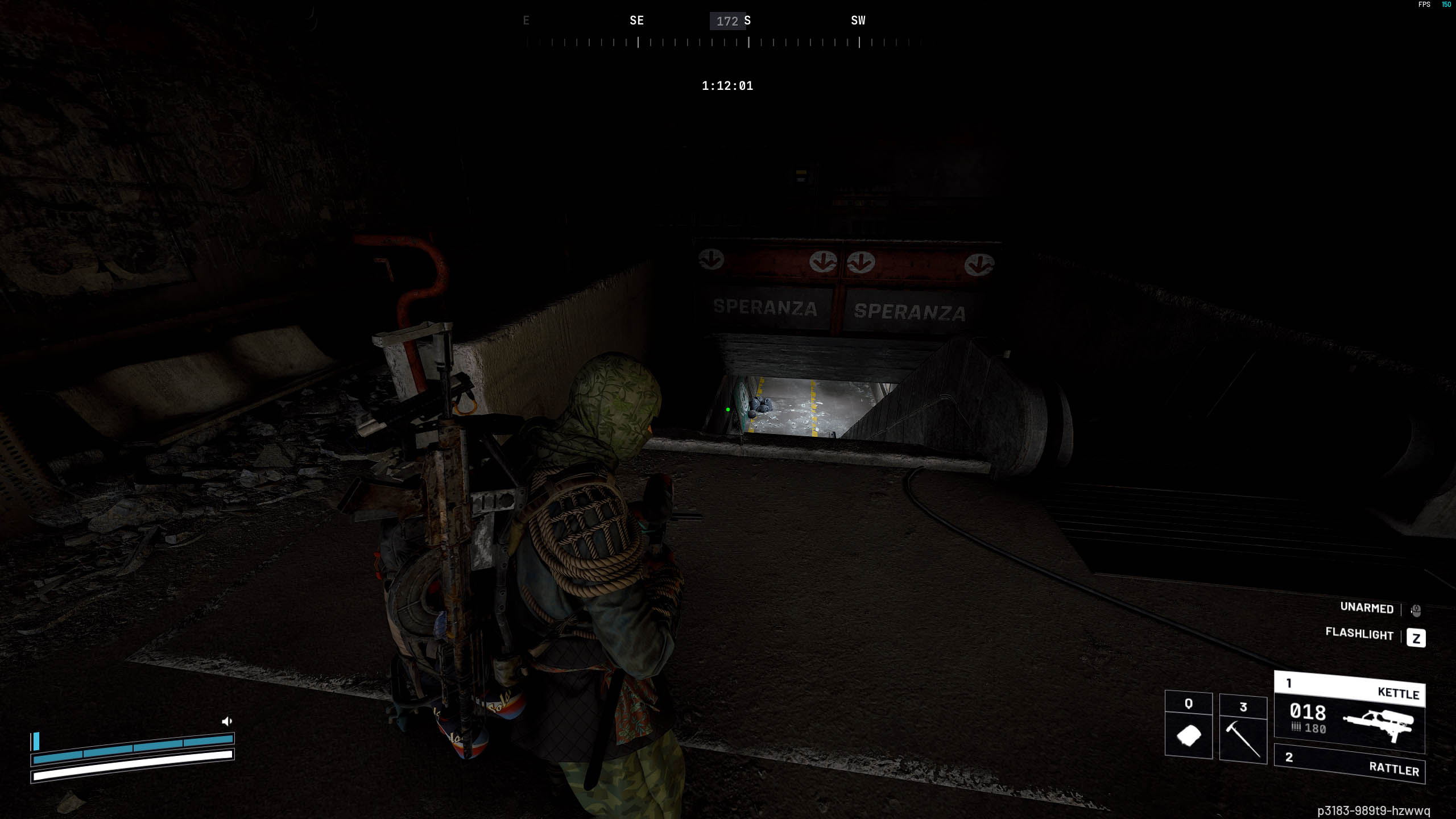 Game screenshot without TacticalVision - dark shadows hide enemy